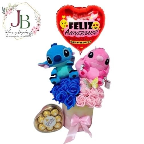 FLOREROS.JBFLORESYREGALOS (11) BOX 50 ROSAS DE JABON Y PELUCHES"