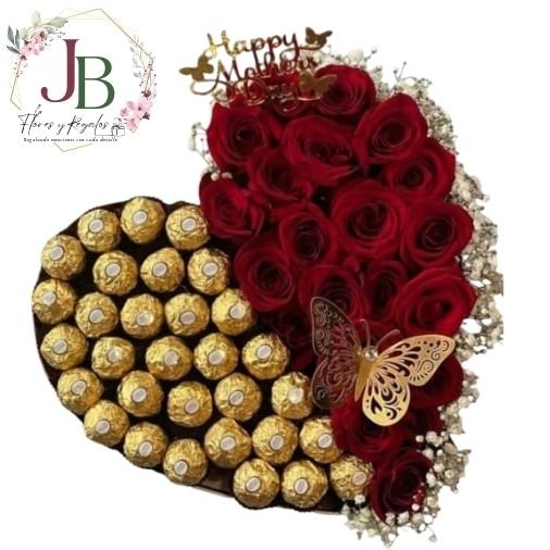 box.JBFLORESYREGALOS (16) BOX CORAZON Y BOMBONES"