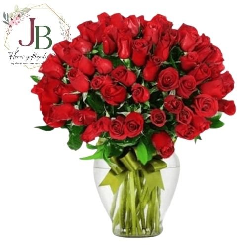 FLOREROS.JBFLORESYREGALOS (3) FLORERO DE 100 ROSAS ROJAS"