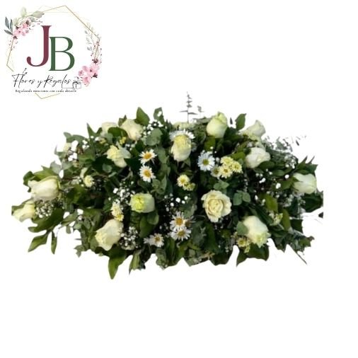 Funebresy condolencias.JBFLORESYREGALOS (23) COJÍN FÚNEBRE 20 ROSAS BLANCAS"