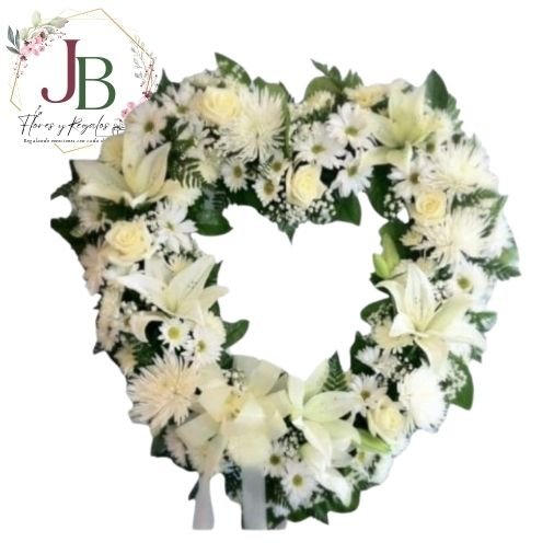 Funebresy condolencias.JBFLORESYREGALOS (24) CORONA FORMA DE CORAZÓN"