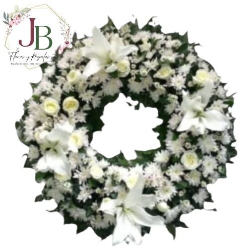Funebresy condolencias.JBFLORESYREGALOS (7) CORONA 60 CM Y ATRIL"