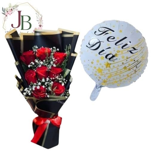 RAMOSYFLORES.JBFLORESYREGALOS (1) RAMO EXTENDIDO DE 8 ROSAS"