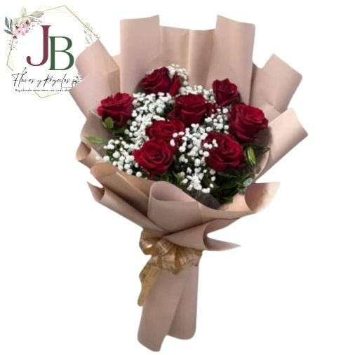 RAMOSYFLORES.JBFLORESYREGALOS (10) FABULOSO RAMO DE 8 ROSAS"