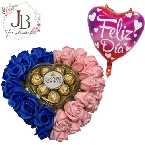 RAMOSYFLORES.JBFLORESYREGALOS (13) BOX CORAZON BICOLOR