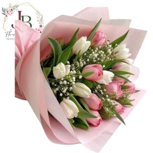 RAMOSYFLORES.JBFLORESYREGALOS (16) HERMOSO RAMO DE 15 TULIPANES"