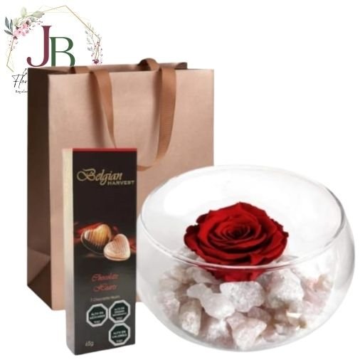 RAMOSYFLORES.JBFLORESYREGALOS (17) ROSA PRESERVADA EN PECERA