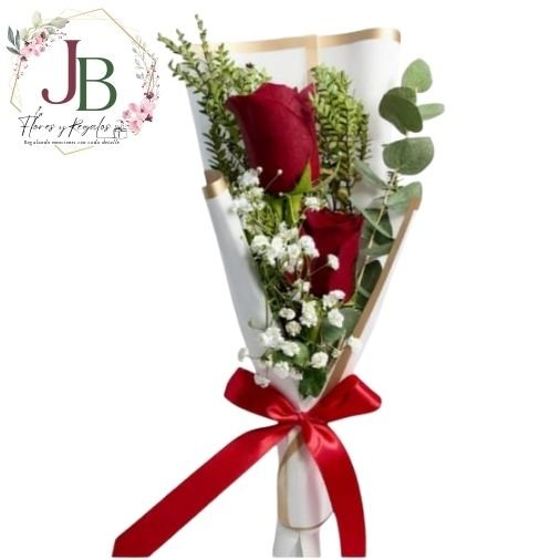 RAMOSYFLORES.JBFLORESYREGALOS (2) RAMO DE 2 ROSAS ROJAS"