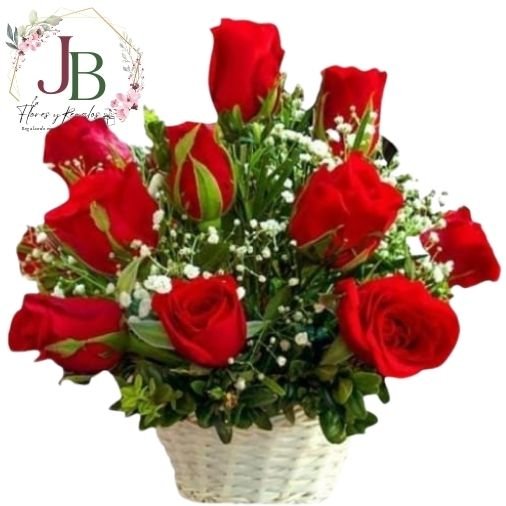 RAMOSYFLORES.JBFLORESYREGALOS (26) CESTO CON 12 ROSAS