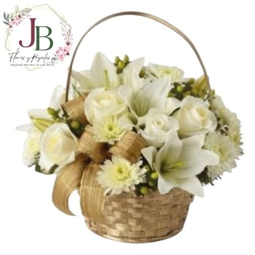 RAMOSYFLORES.JBFLORESYREGALOS (29) CANASTA DE FLORES BLANCAS