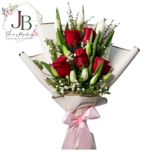 RAMOSYFLORES.JBFLORESYREGALOS (3) RAMO DE ROSAS Y TULIPANES"