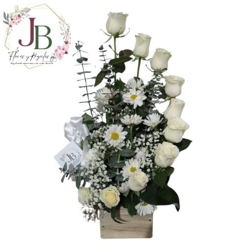RAMOSYFLORES.JBFLORESYREGALOS (32) ARREGLO FUNEBRE 9 ROSAS DE PAZ