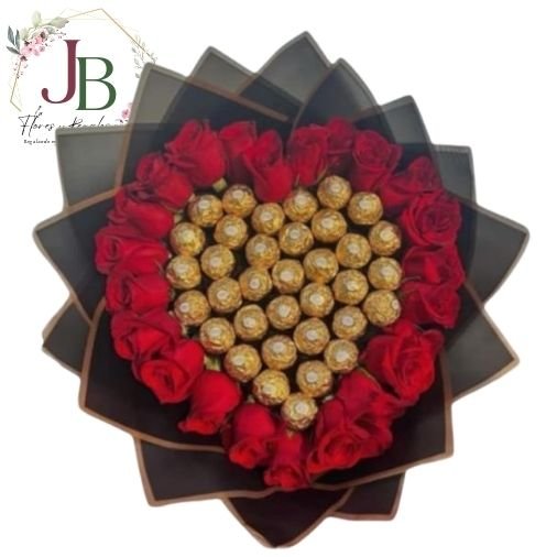 RAMOSYFLORES.JBFLORESYREGALOS (9) RAMO DE 23 ROSAS Y 30 BOMBONES