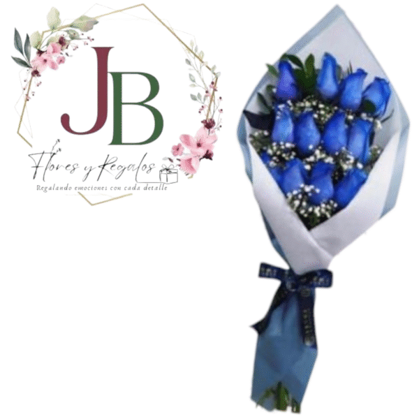RAMO 12 ROSAS AZULES