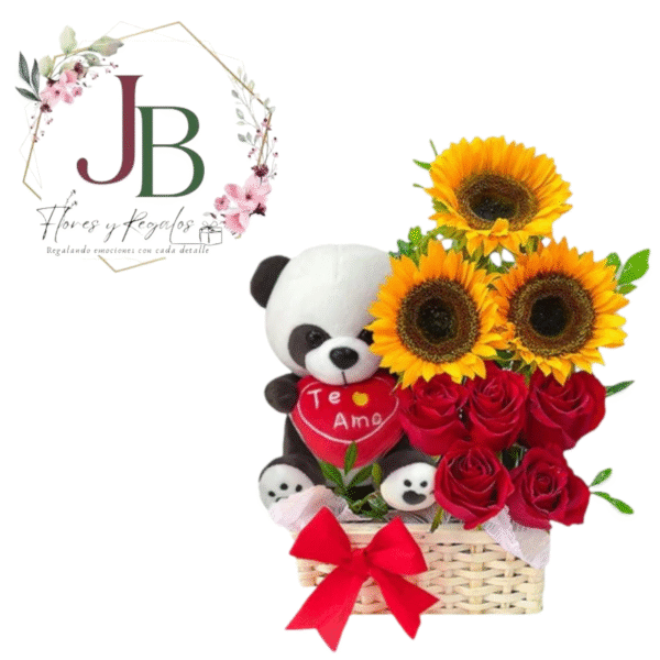 Photoroom-20251114_202342149 (3) BASE DE 5 ROSAS CON GIRASOLES Y PELUCHE