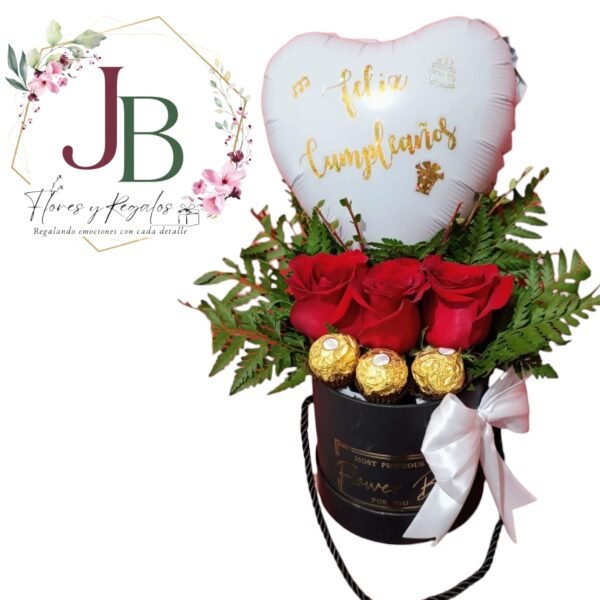 HERMOSO BOX DE ROSAS Y BOMBONES